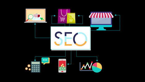 SEO,-Suchmaschinenoptimierung,-Website-Boost-SEO-Ranking-Konzept,-Suchergebnisse,-Digitales-Marketing,-Web-Traffic-Analyse-Mit-Alphakanal.
